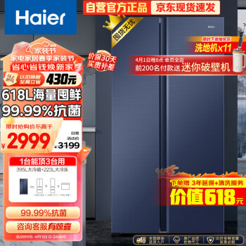 Haier 海尔 星蕴系列对开门冰箱 618L BCD-618WGHSSEDBL