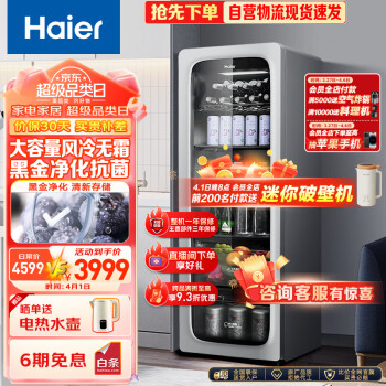 Haier 海尔 200升家用客厅办公室冷藏柜暖藏冰吧能量吧茶叶饮料水果蔬菜保鲜柜小型冰箱冰河银LC-200WLH9ES1