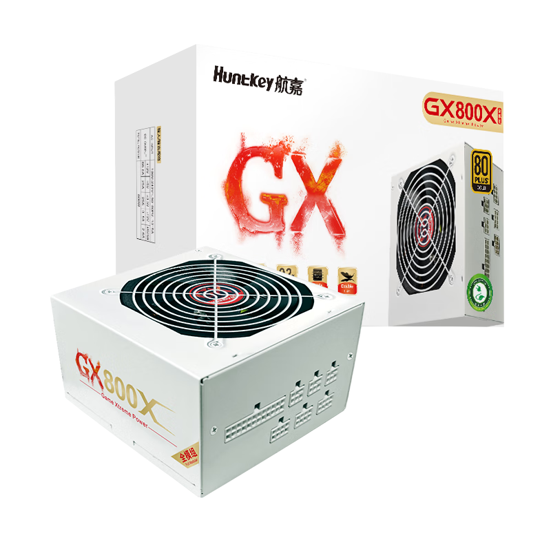 PLUS会员：航嘉（Huntkey） GX系列台式主机电源 额定800W GX800X模组白色  497.6元包邮（可叠加plus券）