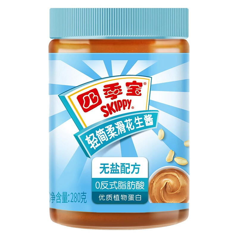 SKIPPY 四季宝 无盐配方 轻简柔滑花生酱 280g 16.07元