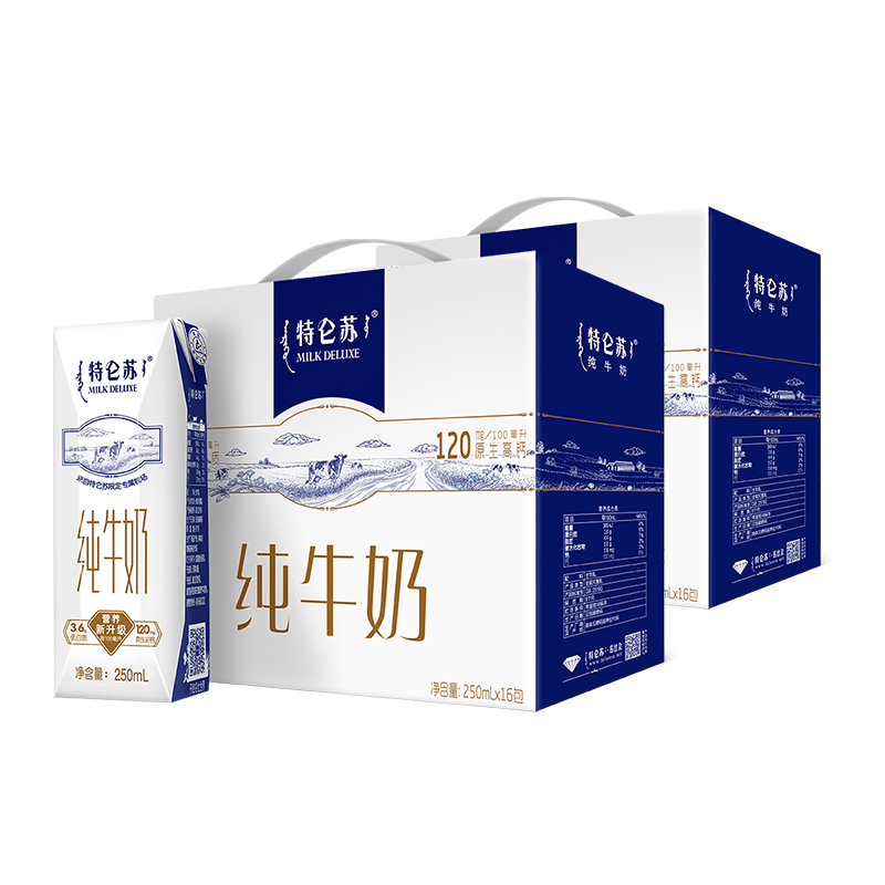 Plus會(huì)員:特侖蘇 純牛奶250mL×16包*2提裝 78.16元