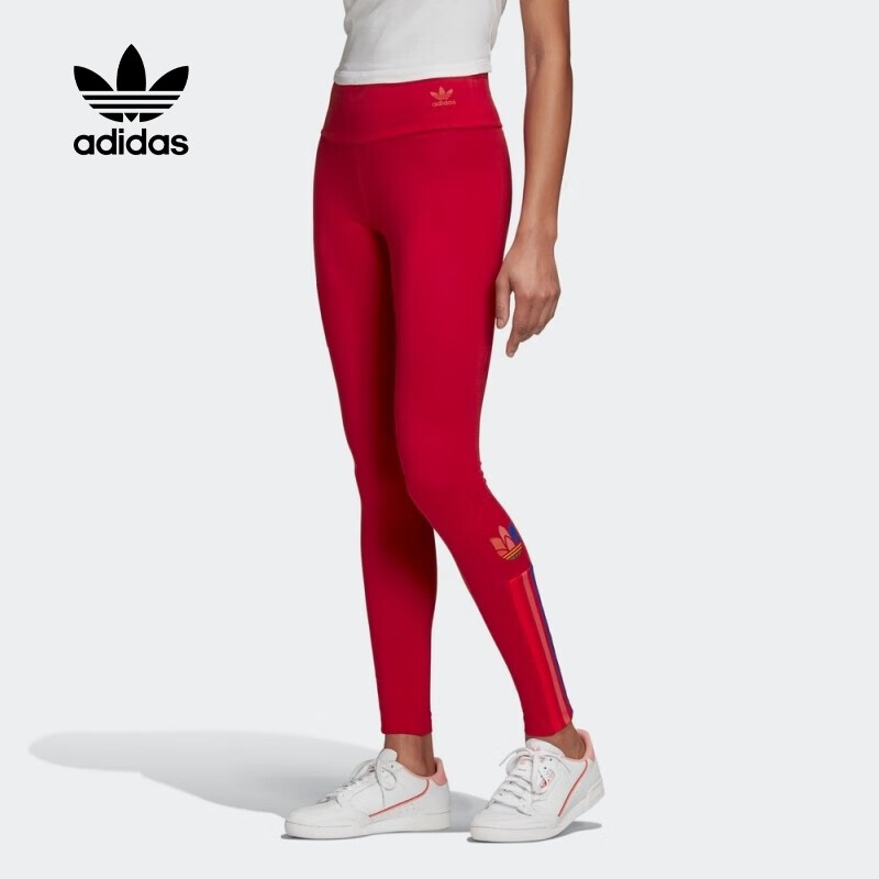 adidas 阿迪达斯 新款女裤运动裤春季三叶草休闲健身训练舒适踩脚紧 GD2240 XS 78元