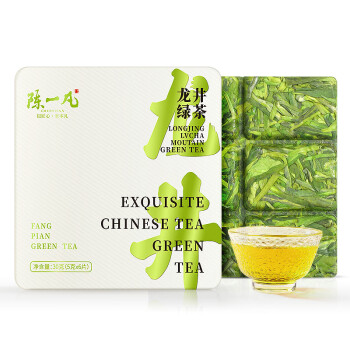 陈一凡 龙井茶 茶叶绿茶2023新茶春茶 便携小方片礼盒装30g
