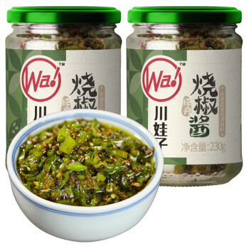 川娃子 燒椒醬230g*2瓶裝 辣椒醬 超辣下飯菜 炭烤風(fēng)味 蒜蓉剁椒醬 四川虎皮青椒拌飯醬