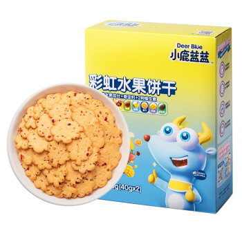 小鹿蓝蓝彩虹饼干8种元气水果非油炸宝宝零食酥脆饼干儿童饼干零食80g