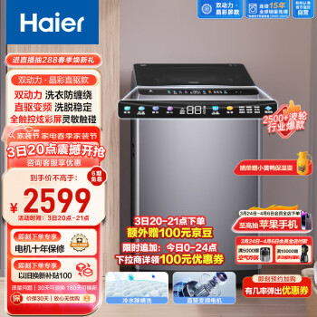 Haier 海尔 晶彩系列 ES100B26Mate6 变频波轮洗衣机 10kg 银色