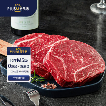 FRESH·FOUR SEASONS 淳鲜四季 X 京东 牛排原切和牛M5肉芯1.2kg 谷饲400天