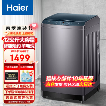 Haier 海尔 12KG波轮洗衣机全自动家用大容量智能预约