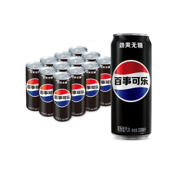 pepsi 百事 可乐 无糖黑罐可乐细长罐 330ml*12罐（新老包装随机发货）