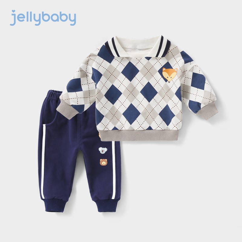 JELLYBABY 春季童装两件套 宝蓝格 110 券后77.6元