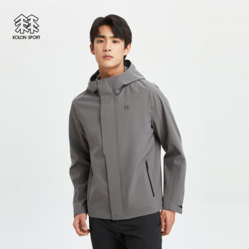 KOLON SPORT 可隆防風(fēng)防潑水男簡約沖鋒衣夾克外套上衣 灰色GY 170/L