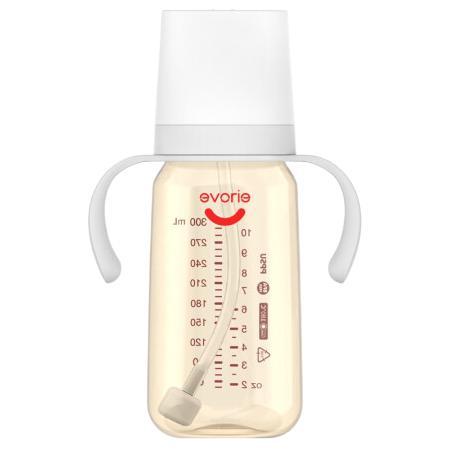 evorie 愛得利 PPSU吸管奶瓶 簡(jiǎn)約款 300ml 白銀灰 6月+ 69元