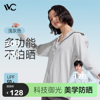 VVC 防曬衣服女士夏季冰絲防紫外線短外套披肩外套 淺灰色