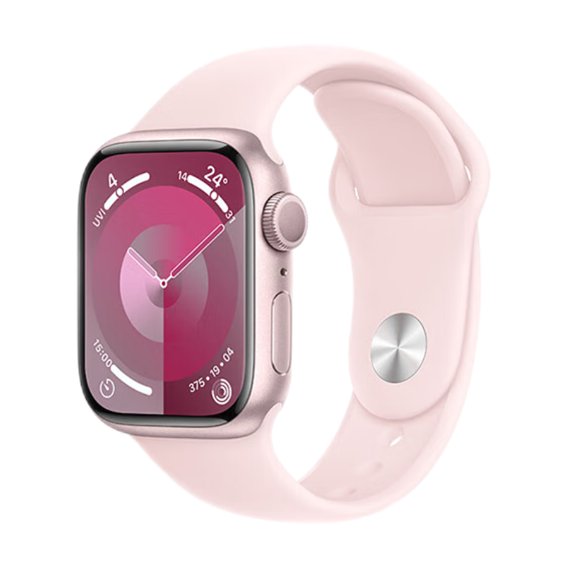 PLUS会员：Apple 苹果 Watch Series 9 智能手表 GPS款 41mm 亮粉色 橡胶表带 S/M 2584.01元包邮（需用券）