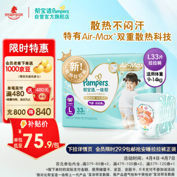 Pampers 帮宝适 一级帮 拉拉裤 L33片