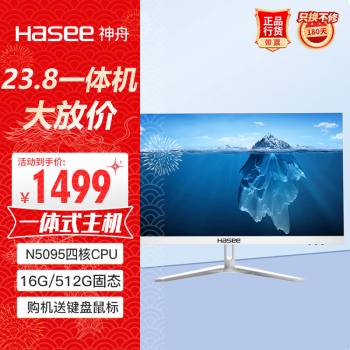 Hasee 神舟 新銳T30W一體機臺式電腦商用辦公23.8白色 23.8英寸一體機