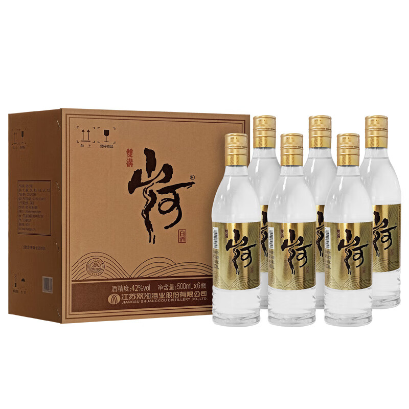 Plus会员、需首购：双沟 山河大曲 浓香型白酒 42度 500ml *7瓶 （含赠） 145.41元