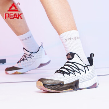 PEAK 匹克 春夏季革网面运动鞋篮球鞋 E91351A