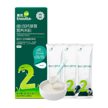 Enoulite 英氏 多乐能系列 维D加钙营养米粉 国产版 2阶 草莓味 60g