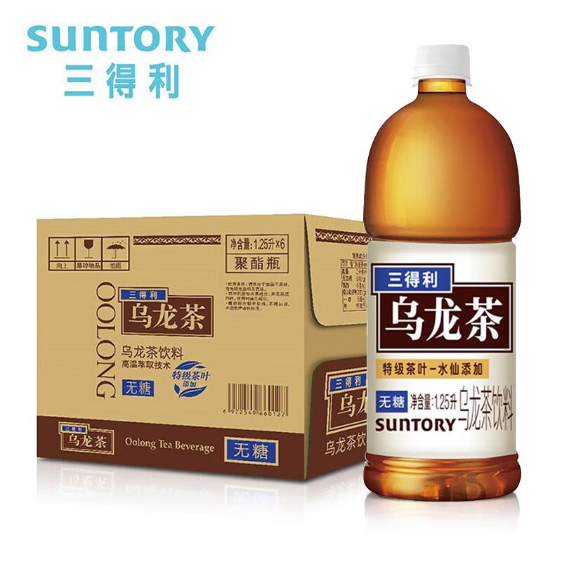 SUNTORY 三得利 无糖乌龙茶1.25L*6瓶 大瓶乌龙茶饮料 券后41.5元