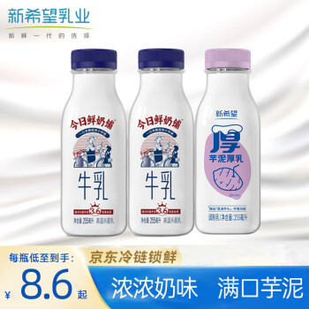 新希望 今日鮮奶鋪255ml*2+芋泥厚乳255ml 低溫牛奶冷鮮牛乳