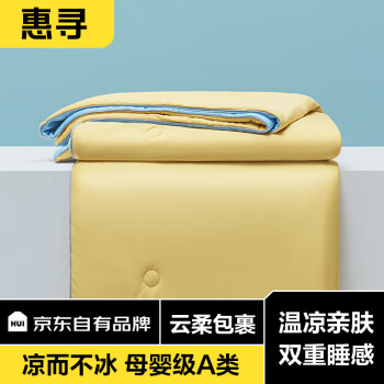 惠寻 京东自有品牌 绵绵冰空调被 夏凉被子被芯 双人200*230cm 柠檬黄T
