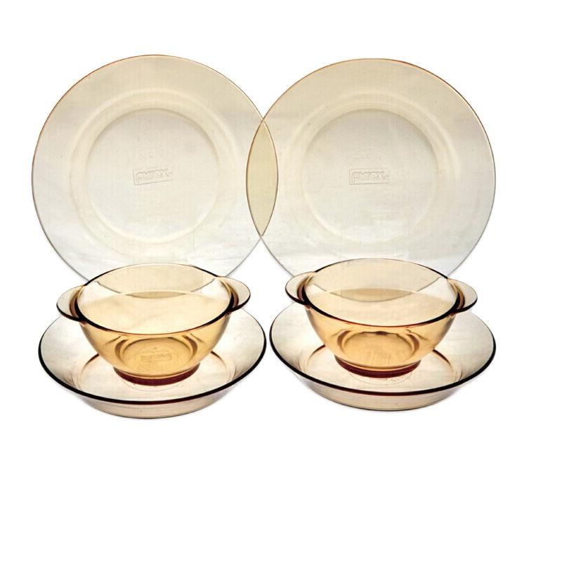 VISIONS 康宁 餐具 琥珀色耐热玻璃餐具家用玻璃餐具碗盘碟套装 百丽 6件套 197.03元