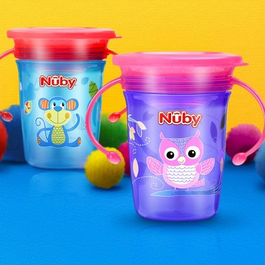 Nuby 努比 魔术杯宝学饮杯婴儿童喝水喝奶嘬吸嘬饮直饮水杯啜饮杯 猫头鹰 240ml 券后27.76元