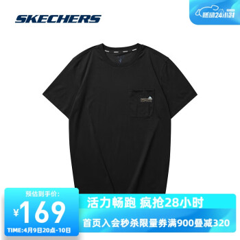 SKECHERS 斯凯奇 舒适休闲运动T恤L224M032 碳黑/0018 M