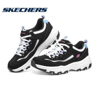 SKECHERS 斯凯奇 D'LITES系列 I-Conik 女子休闲运动鞋 8790091/BKW 黑色/蓝色 35