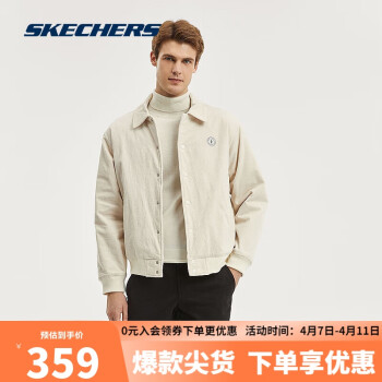 SKECHERS 斯凱奇 簡(jiǎn)約復(fù)古百搭保暖裥棉外套L323M095 豆腐白/0211 S