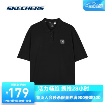 SKECHERS 斯凱奇 女款POLO衫吸濕速干寬松舒適短袖碳黑L224W028