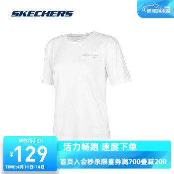 SKECHERS 斯凯奇 舒适休闲运动短袖P224W029 亮白色/0019 S