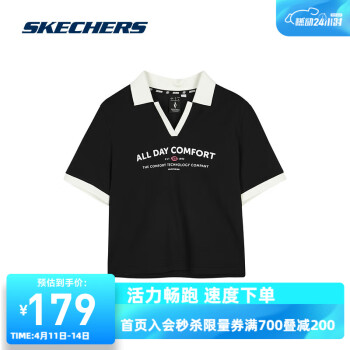 SKECHERS 斯凱奇 舒適運動短袖POLO衫L224W054 碳黑/0018 XXL