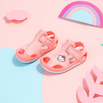Hello Kitty 凉鞋包头夏季新款 荧光粉