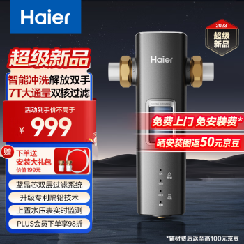 Haier 海尔 前置过滤器大通量家用智能净水器40微米自动反冲洗精滤全屋净水机 银河pro HQZ60-HFAZ26