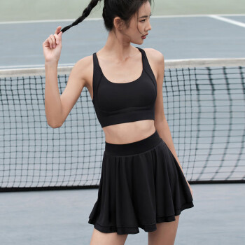 La Nikar 运动短裙女瑜伽跑步舞蹈半身裙网球羽毛球裙 黑色 S