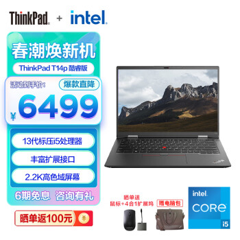 ThinkPad 思考本 联想 T14p 2023 13代英特尔酷睿标压 14英寸便携商务办公笔记本2.2K ￥6355.75