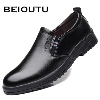 BEIOUTU 北欧图 男士时尚休闲舒适商务套脚懒人皮鞋 580 黑色 40