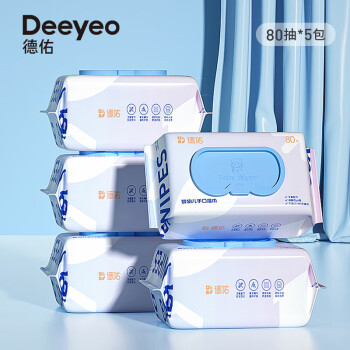 Deeyeo 德佑 婴儿手口湿巾80抽*5包