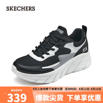 SKECHERS 斯凯奇 女士绑带休闲鞋117387 黑色/白色/BKW 37.5