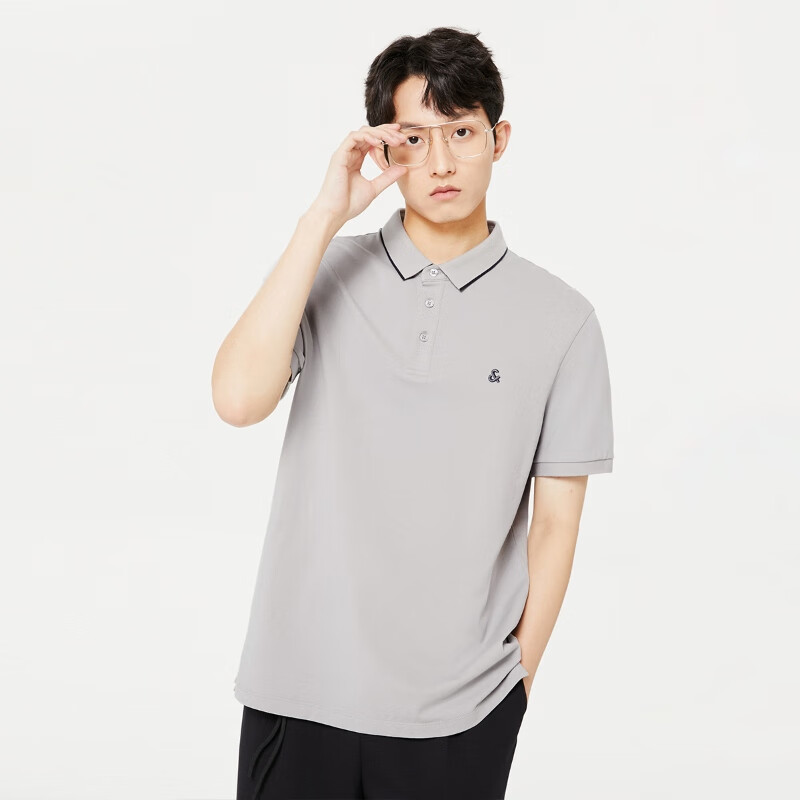 plus会员、概率券：杰克·琼斯（JACK&JONES）polo衫罗纹翻领男士短袖t恤 87.49元97.49元包邮（需领券）