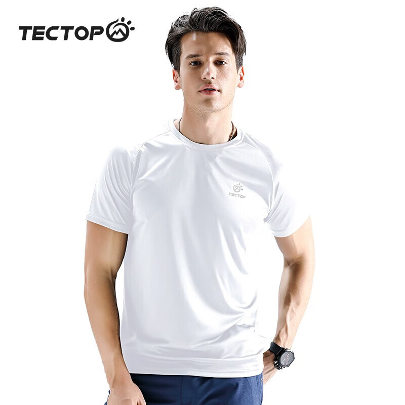 TECTOP 探拓 速干衣男户外速干t恤轻薄短袖女舒适透气弹力运动支持 男款白色 XL 23.13元（需买2件，需用券）