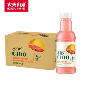 農(nóng)夫山泉 水溶 C100 血橙味445ml*15瓶 紙箱裝  滿足每日所需維生素C