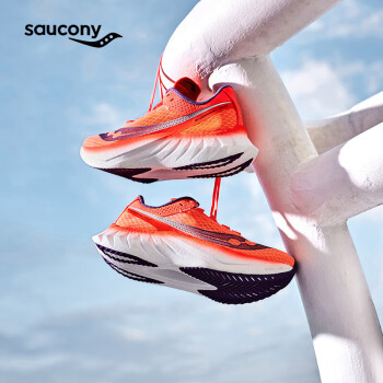 saucony 索康尼 啡鹏4夏季碳板竞速跑鞋女马拉松缓震跑步鞋运动鞋红紫38.5