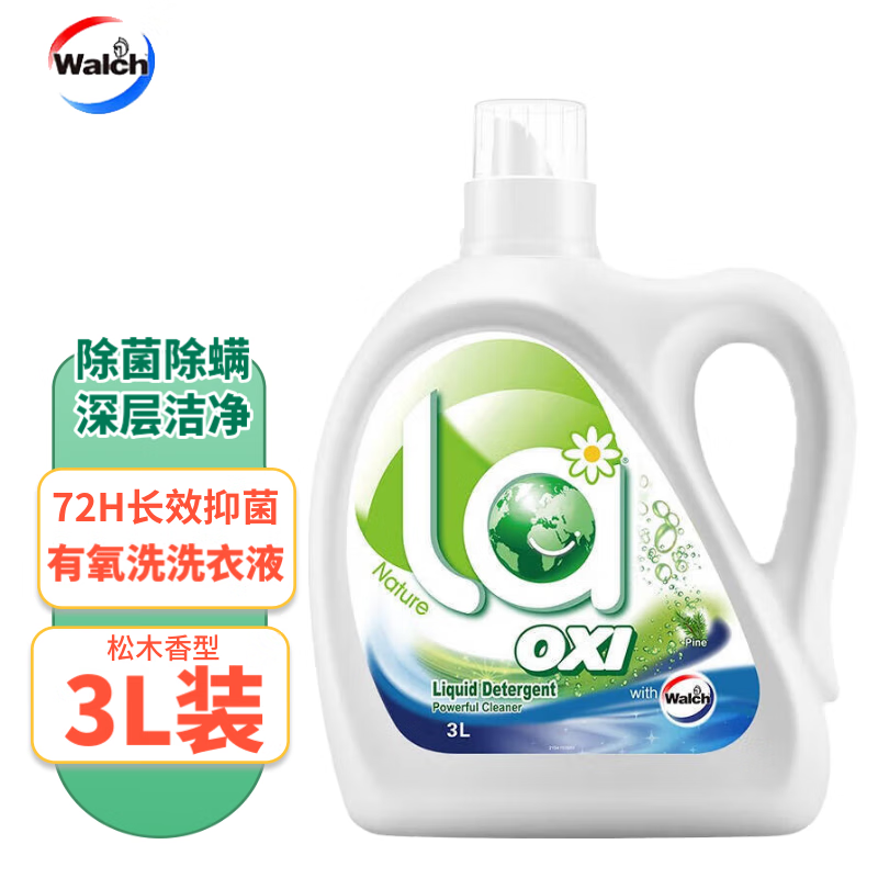 Walch 威露士 La有氧洗小地球洗衣液3L桶装 深层去污渍 洁净清新 机洗手洗通用 券后44.9元