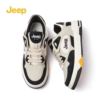 Jeep 吉普 男鞋拼色潮流运动鞋舒适低帮增高板鞋青年百搭厚底休闲鞋