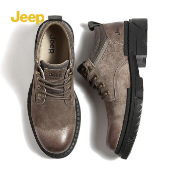 Jeep 吉普 男鞋复古简约低帮马丁鞋舒适耐磨户外工装靴厚底商务休闲鞋
