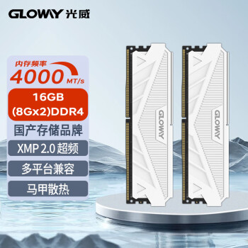 GLOWAY 光威 16GB(8GBx2)套装 DDR4 4000 台式机内存条 天策系列