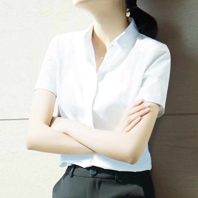 雀后雀后 白衬衫 女短袖夏季薄款职业工装 75.05元PLUS会员
